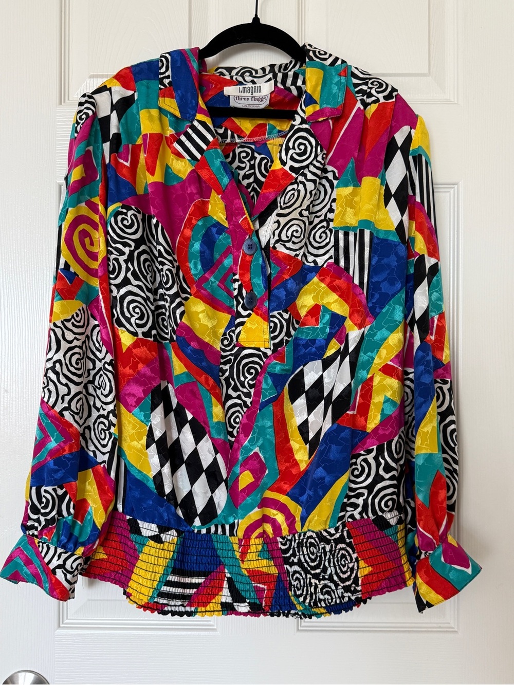 Magna Multicolor Abstract Print Button-Front Blouse